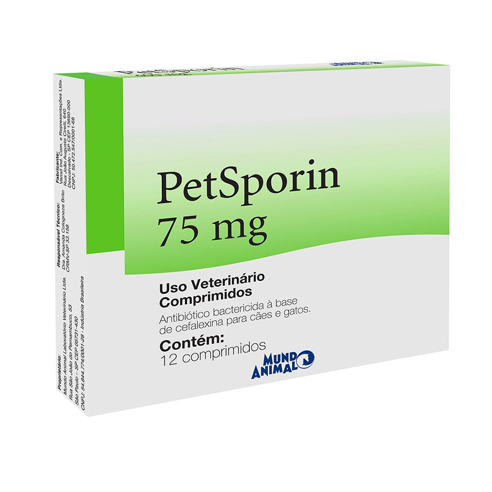 Antibiótico Mundo Animal Petsporin para Cães e Gatos - 12 Comprimidos